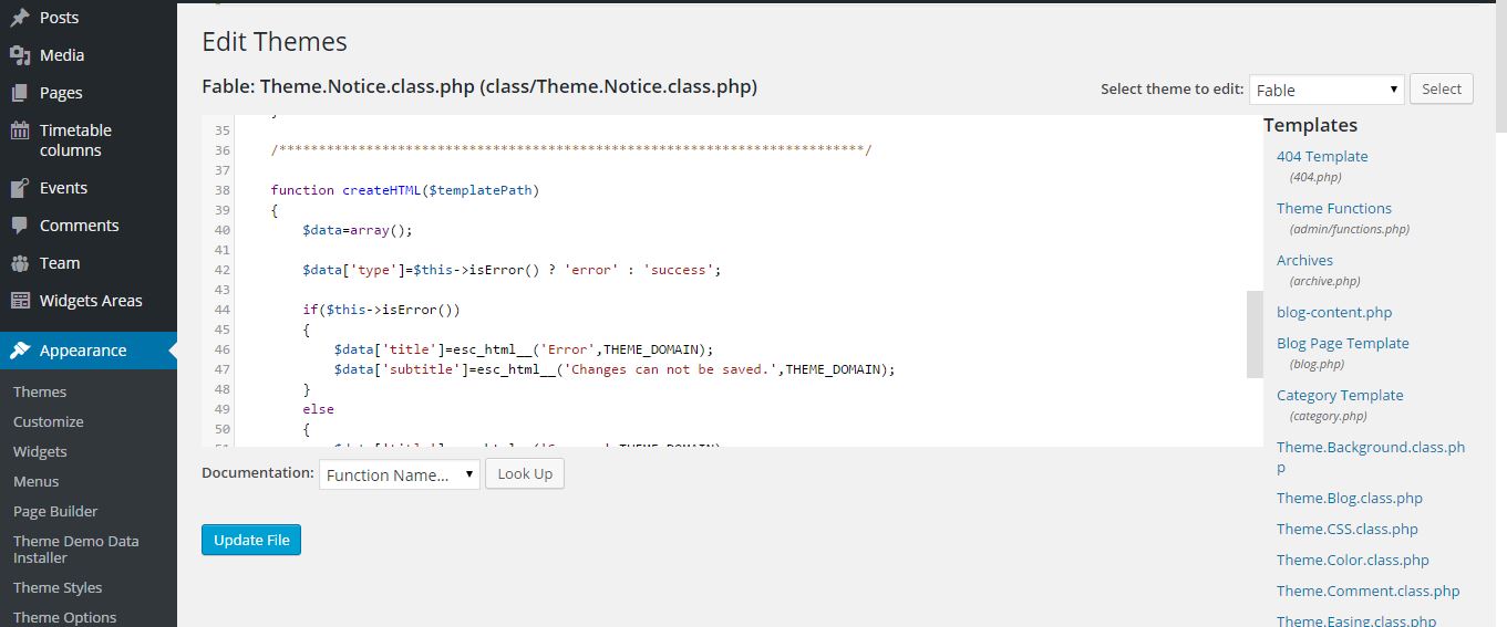 wp code editor in action