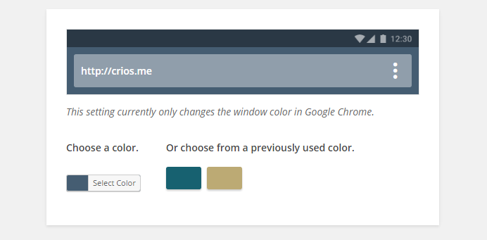 Dashboard settings page