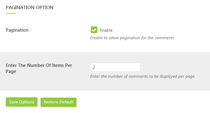 WP Comment Designer Lite- Pagination Settings