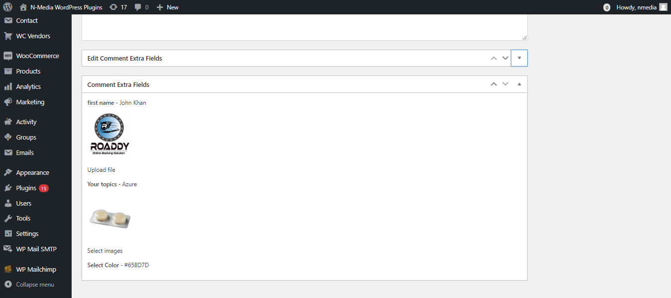 Admin - Extra fields input (editable)