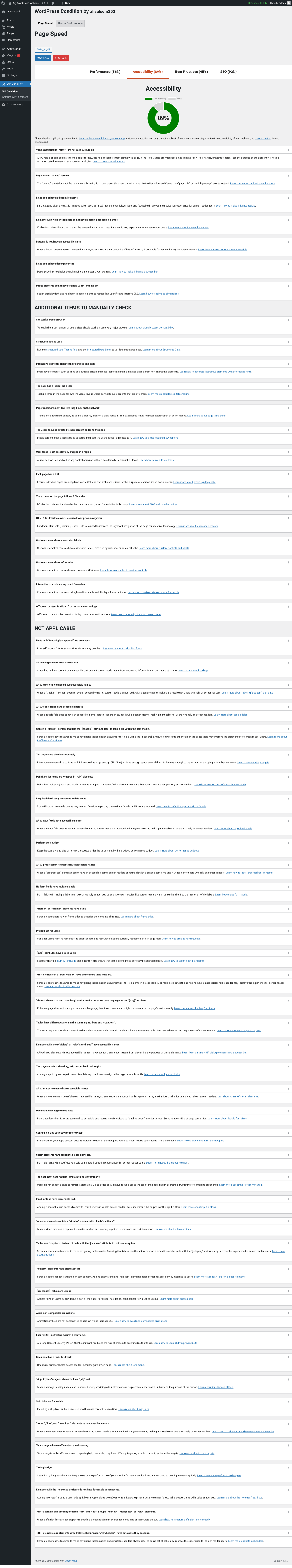 Google Pagespeed Accessibiltiy fullpage