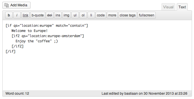 What if statements look like in your content editor.