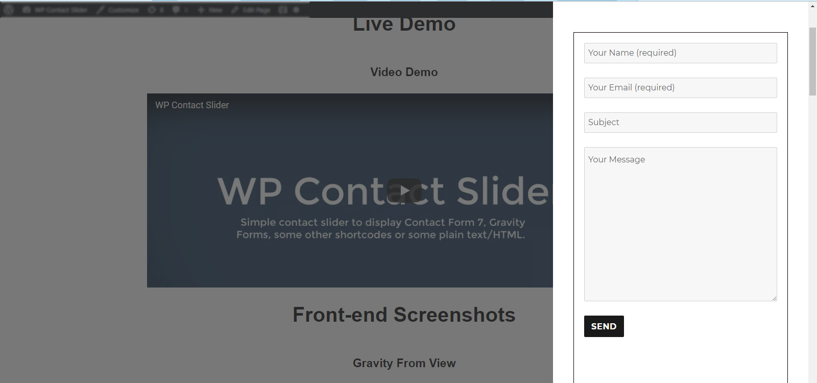 Example of WP Contact Slider with Contact Form 7.