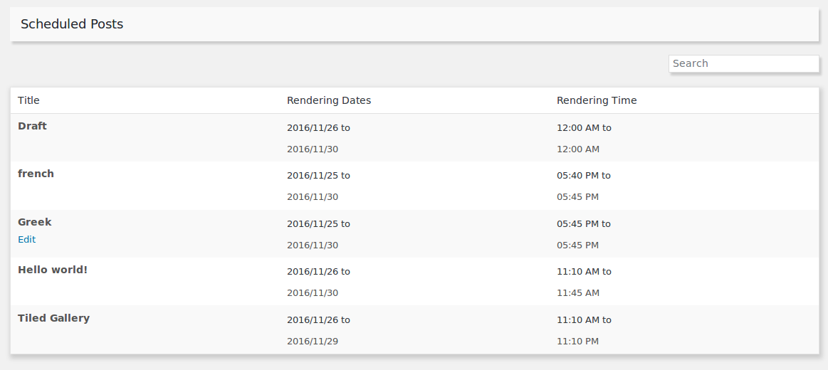 Content scheduling dates