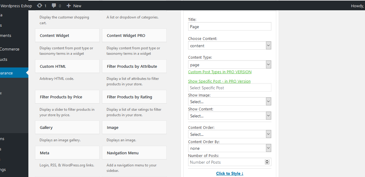 Content Views Widget