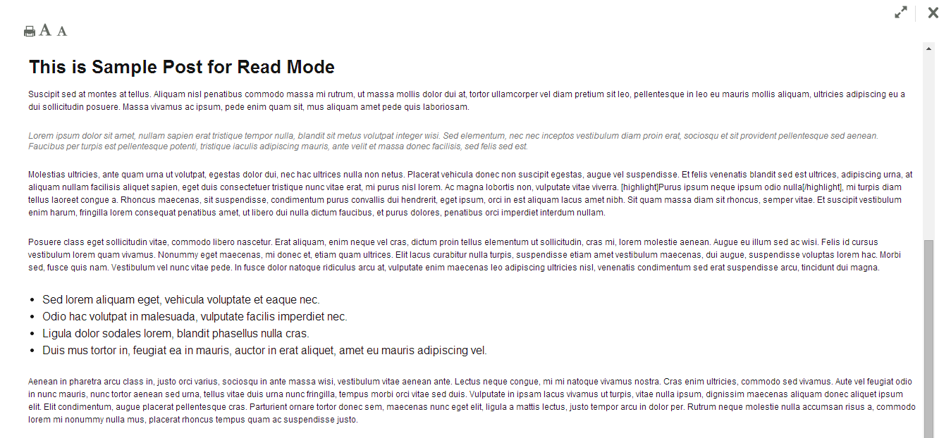 User can read post in full mode.
