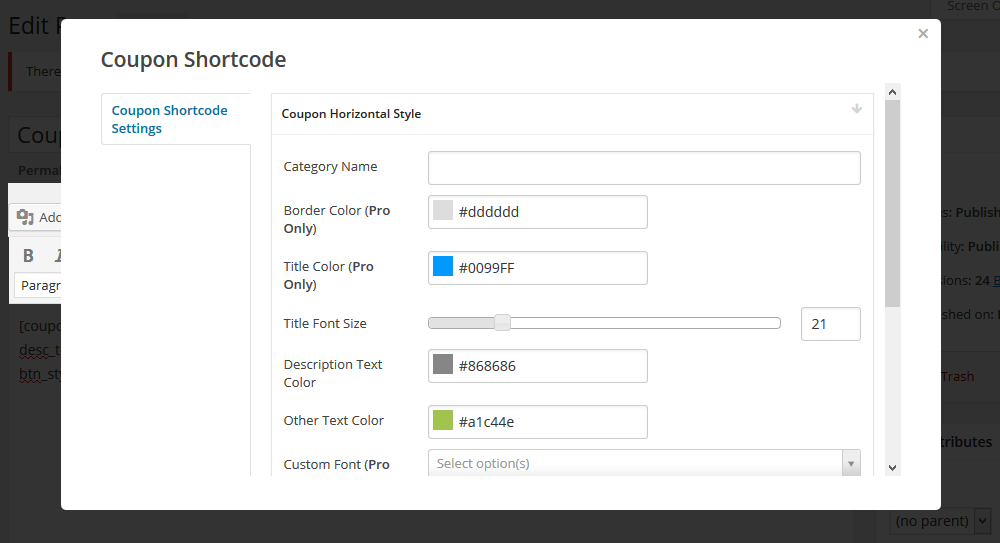 Shortcode generator in editor