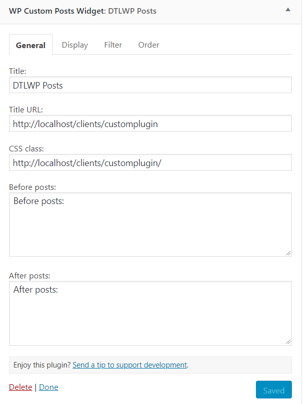 General options tab