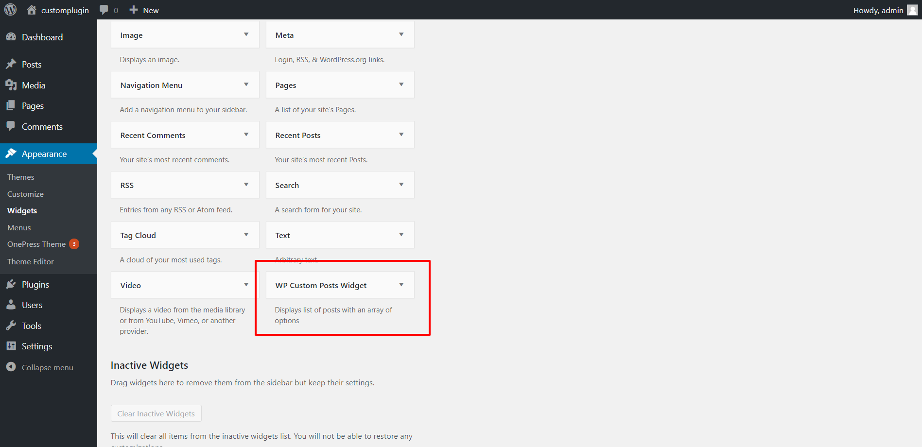 widget search name