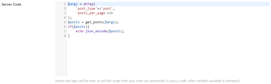 Server side code for the tag (optional)