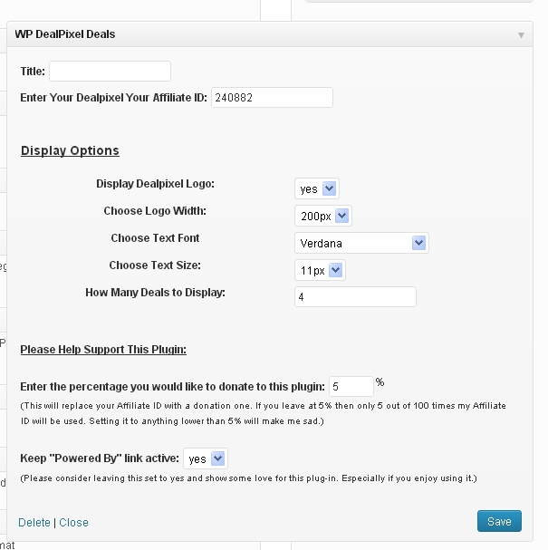 Option panel view