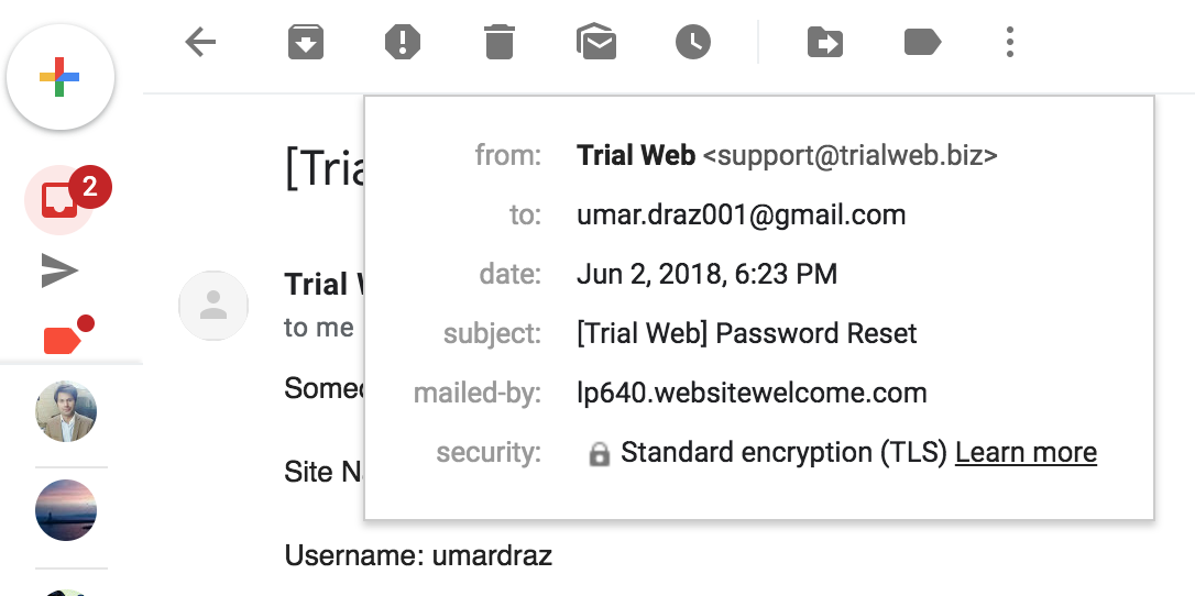 Sender name and email id in email client