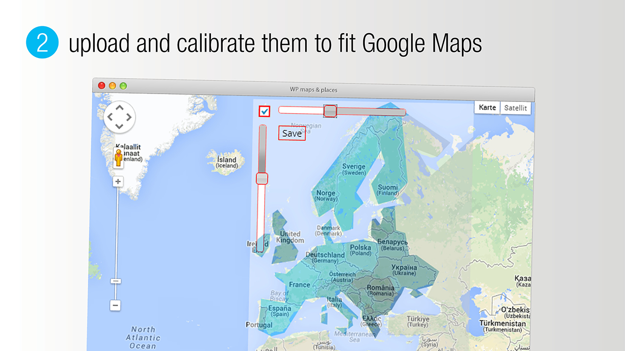 Upload and calibrate your Map to fit Google Maps
