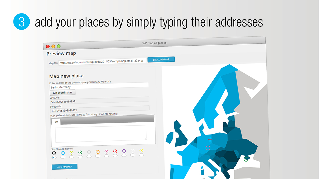 Add your Places by simply typing their addresses