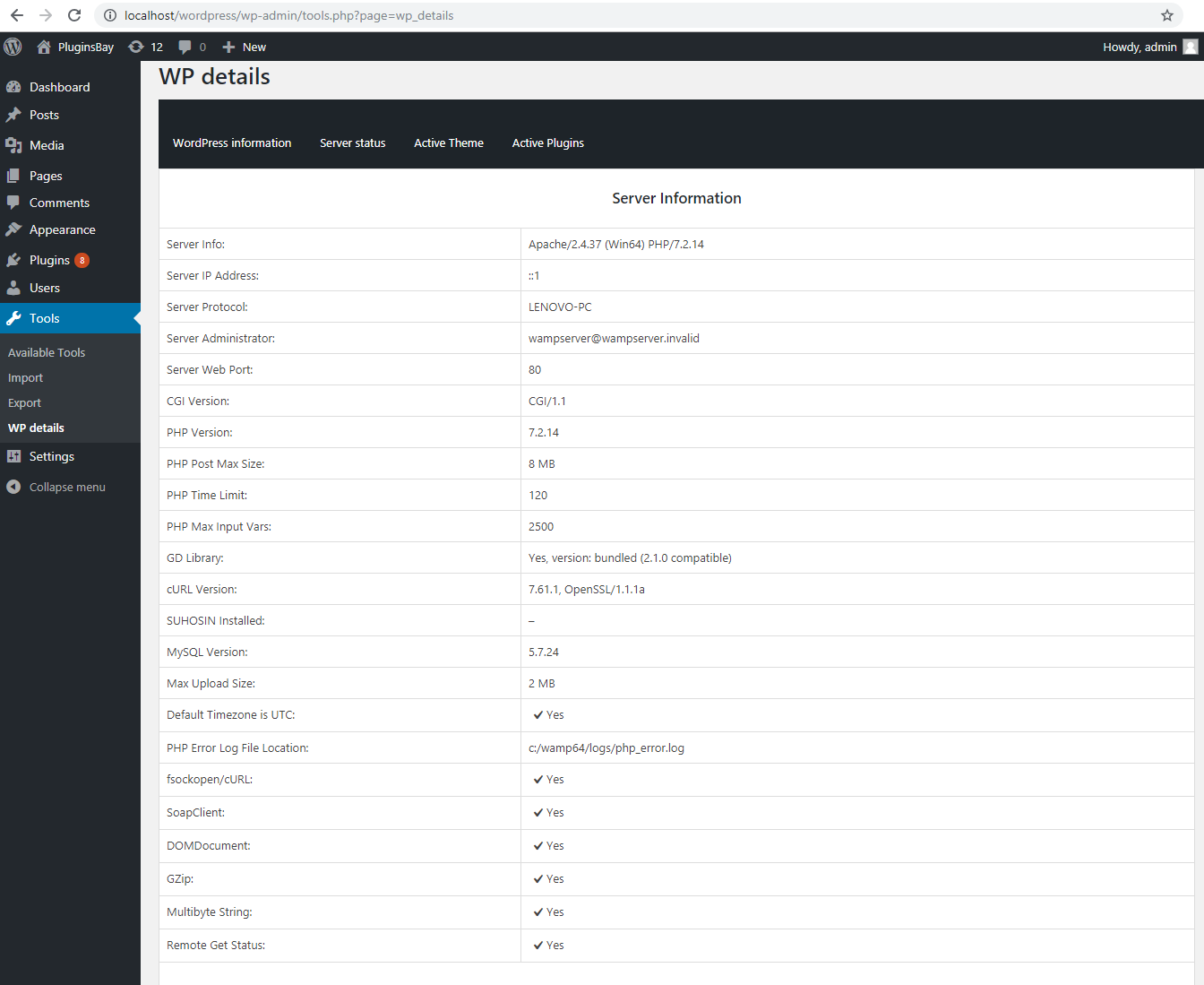 WordPress information