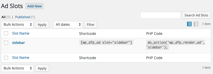 Easily manage slots right from with your WordPress admin. Shortcodes and
