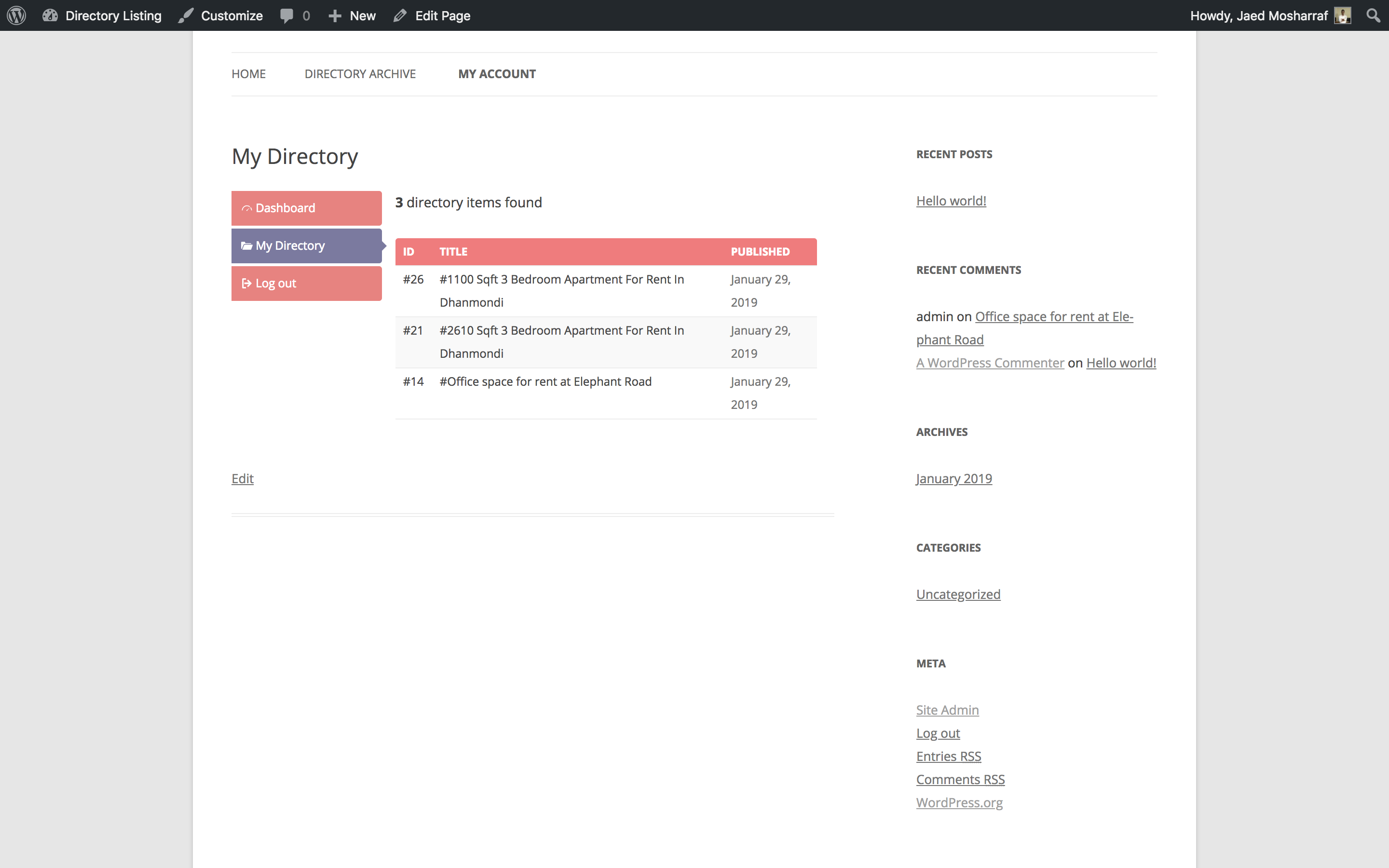 MyAccount - My Directory
