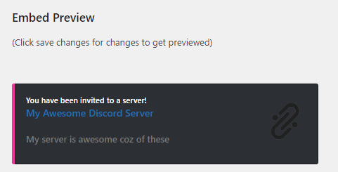 Image showing the admin area settings page embed preview