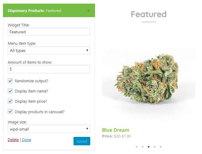 WP Dispensary Products widget carousel style