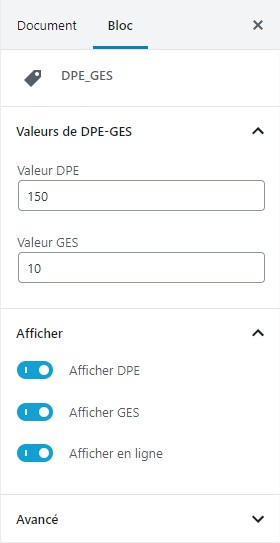 Ajout du bloc DPE-GES depuis le nouvel éditeur Gutenberg