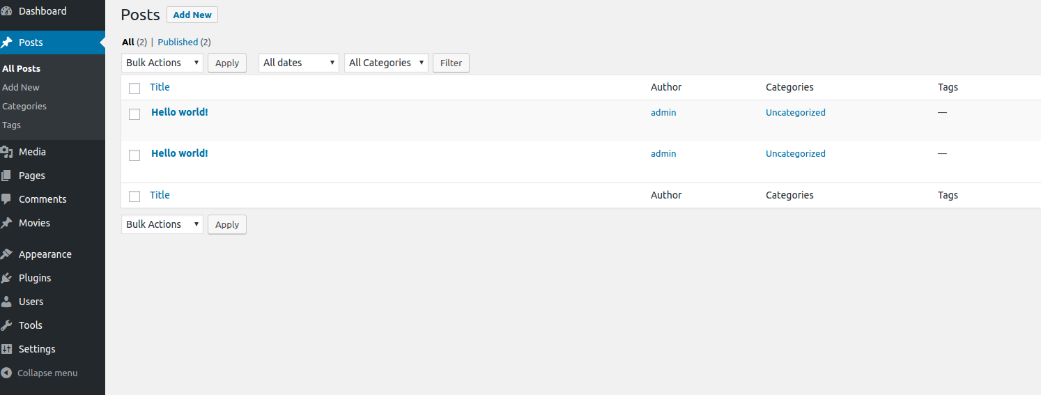 **Duplicate posts** - Duplicate post on click of duplicate link.
