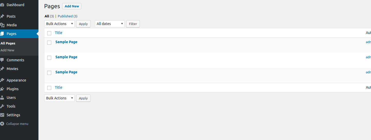 **Duplicate pages** - Duplicate page on click of duplicate link.