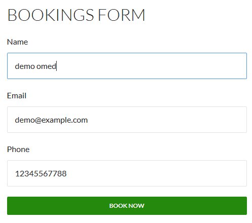 Booking Form.