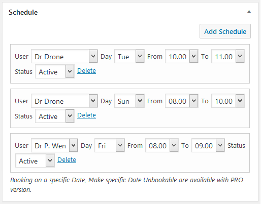 Add/ Create Schedules for locations.
