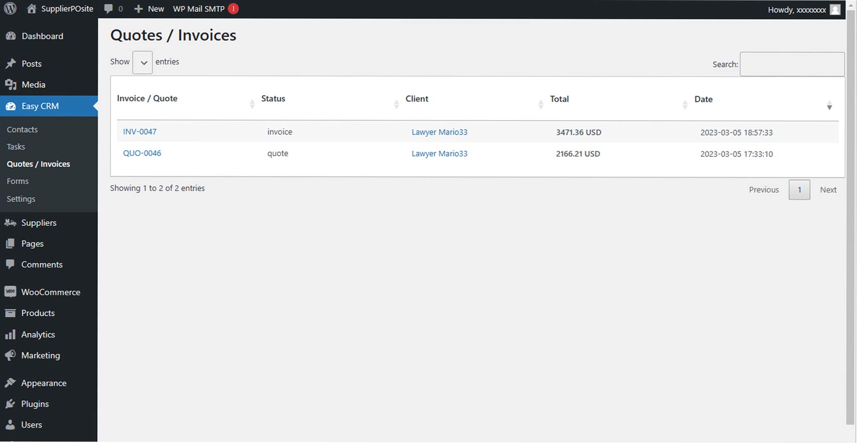 Overview of all Quotations and Invoices in the system