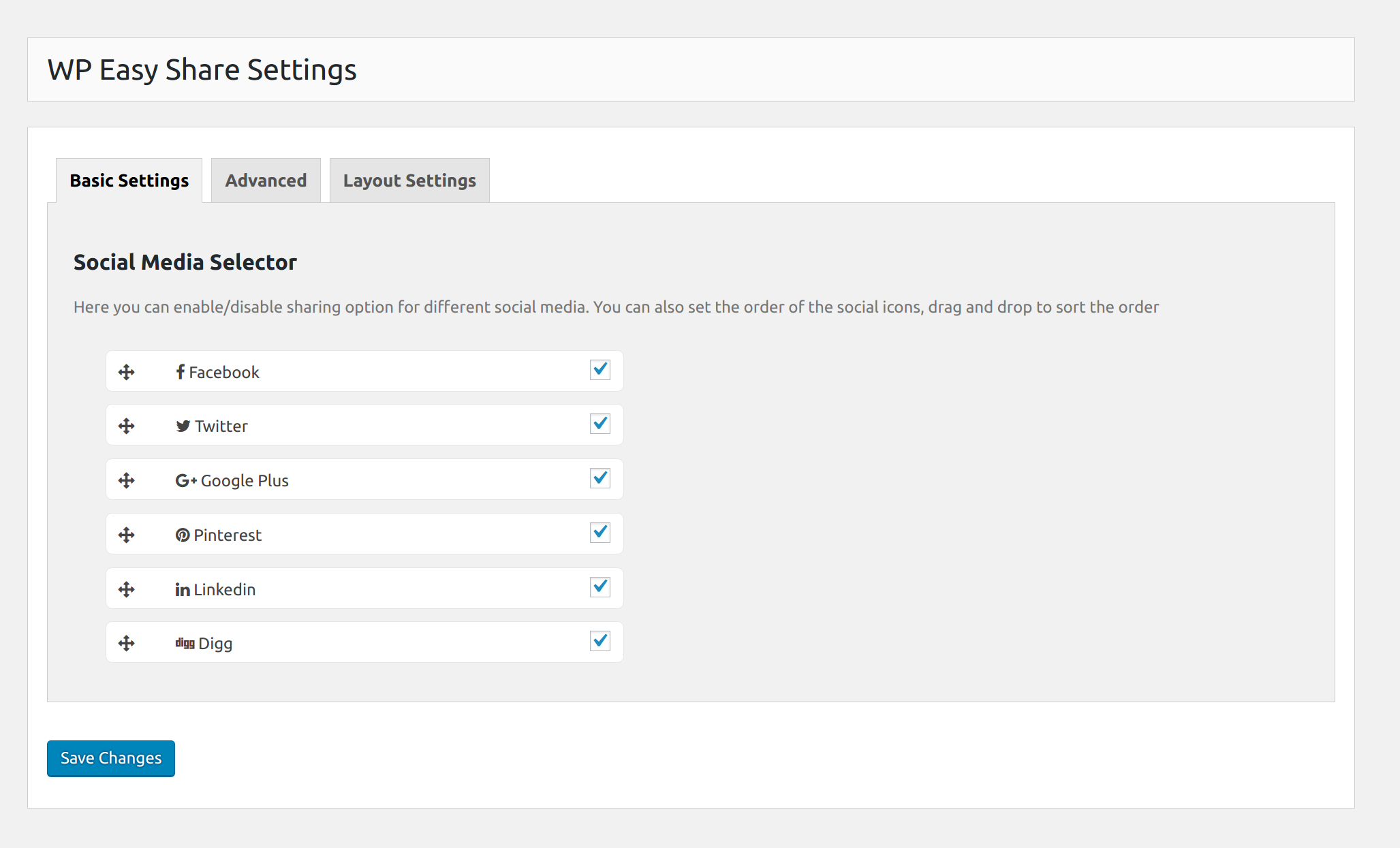 Backend Section of WP Social Share