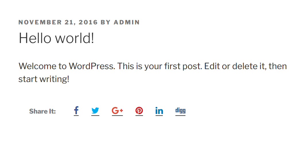 Frontend layout of WP Social Share
