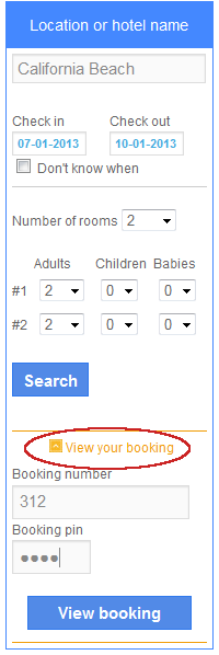 Guests can view their booking detail and status on-line by adding their booking number and PIN.