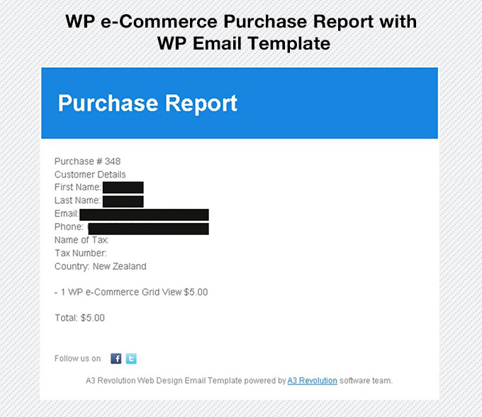 WP e-Commerce Purchase Report with WP Email Template