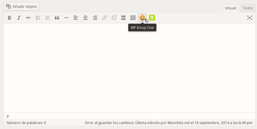 Click on the WP Emoji One button in the visual editor.