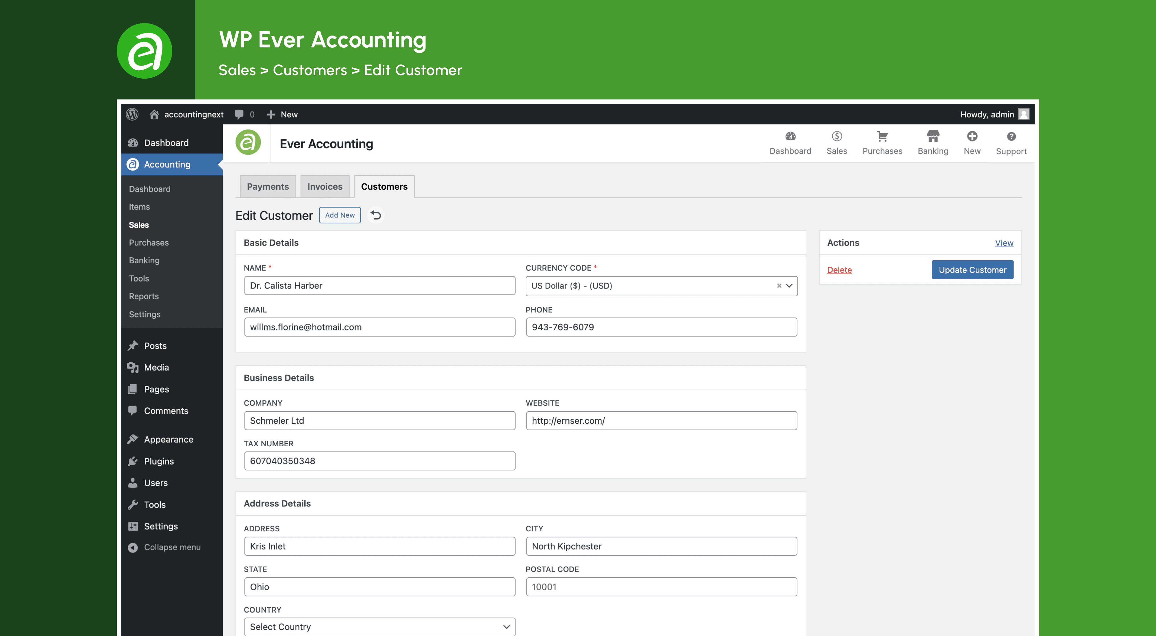 Payments: List of all payments.