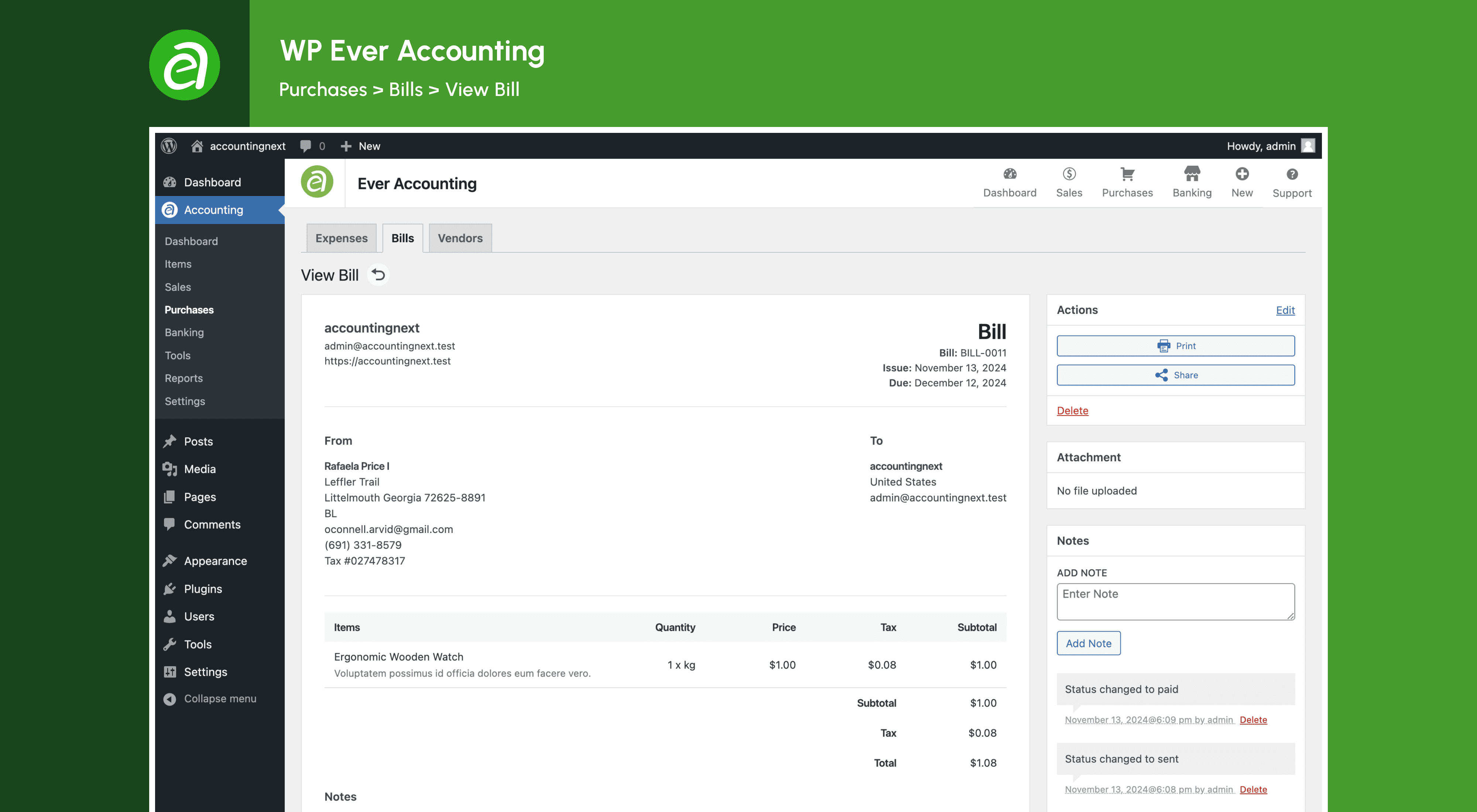 Add/Edit Invoice: Create or edit invoices with ease.