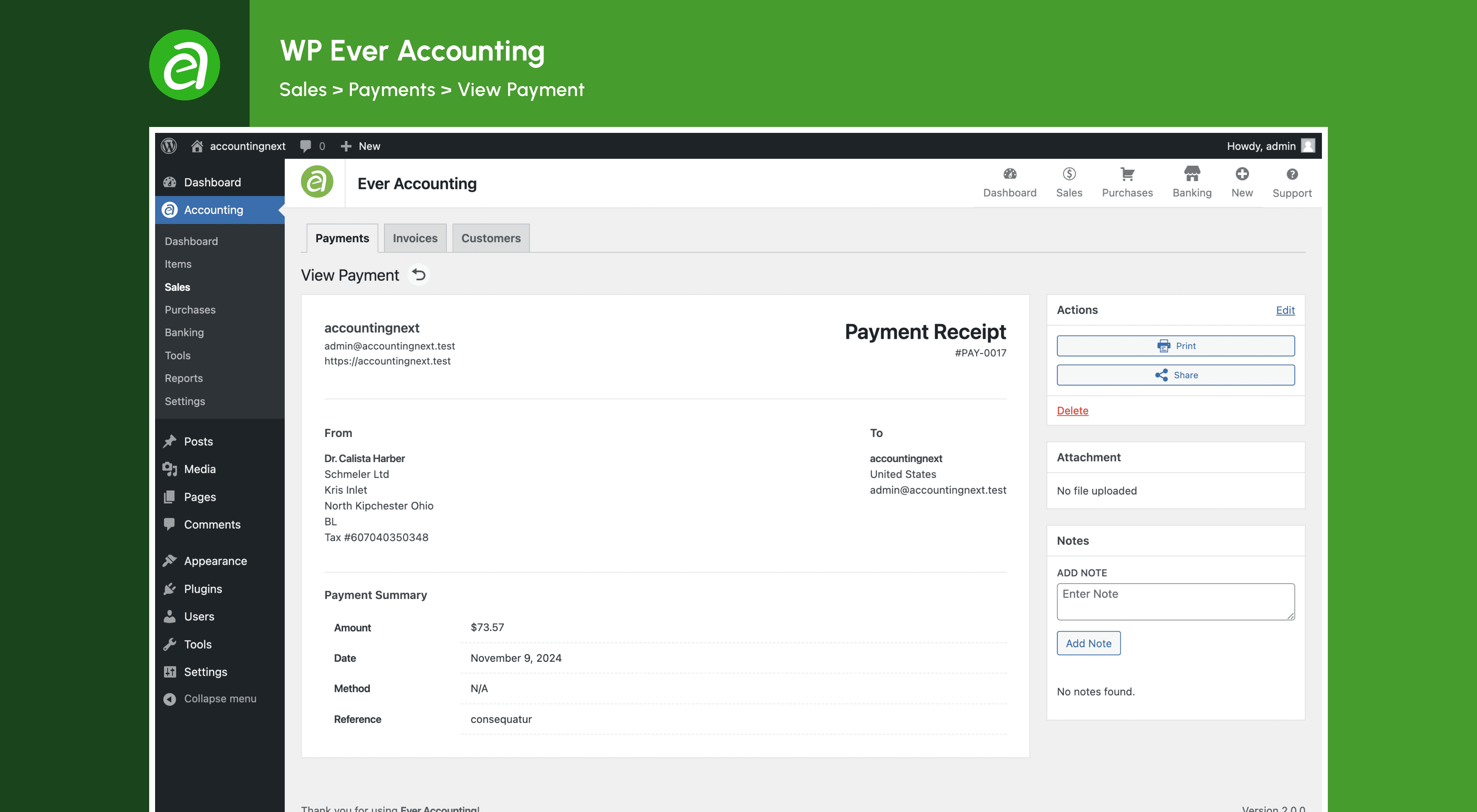 Settings: Taxes settings.