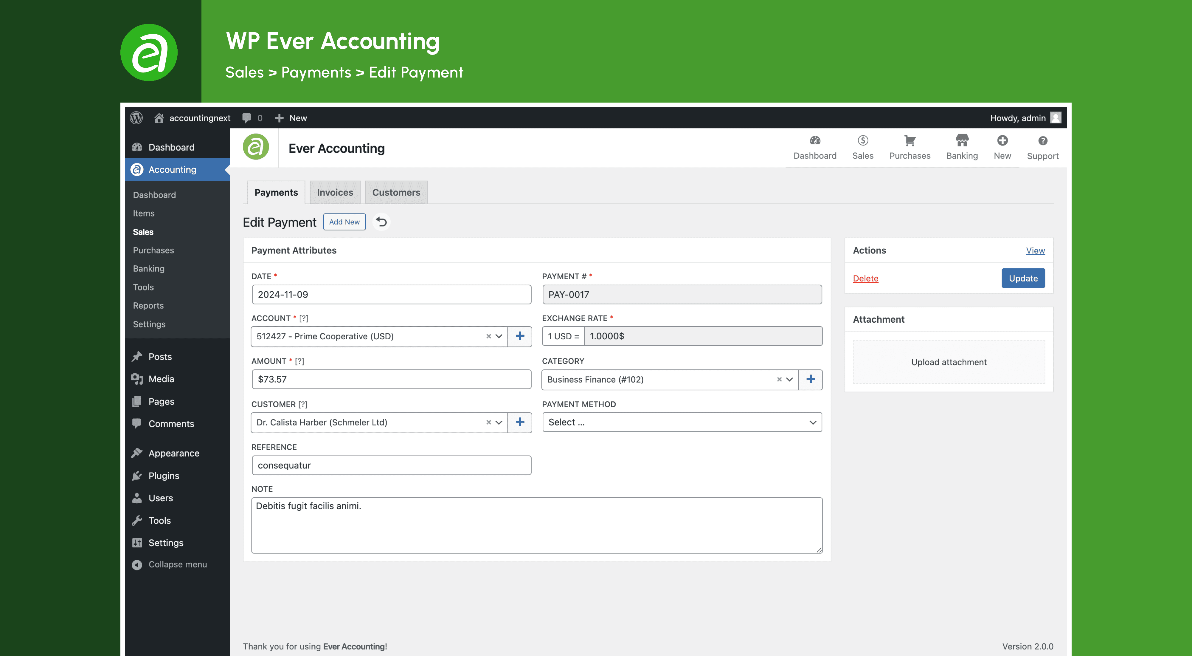 Settings: List of Tax Rates.