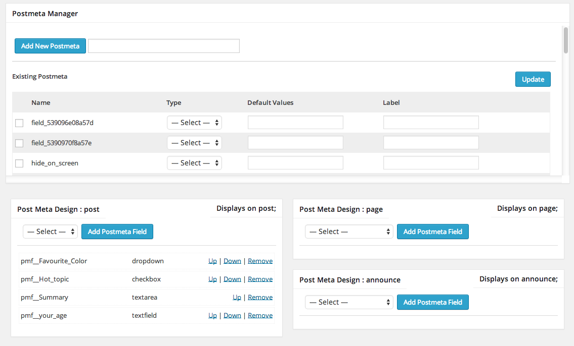 WP Extra Fields Admin.