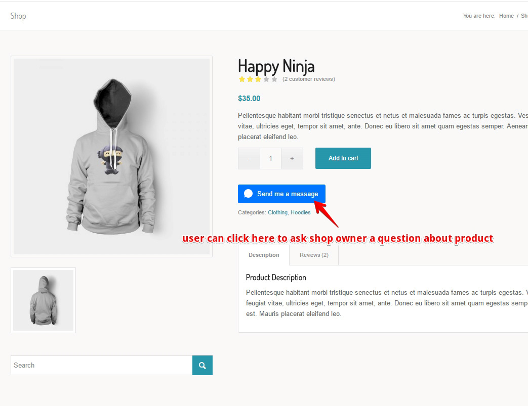 Facebook Messenger in WooCommerce page