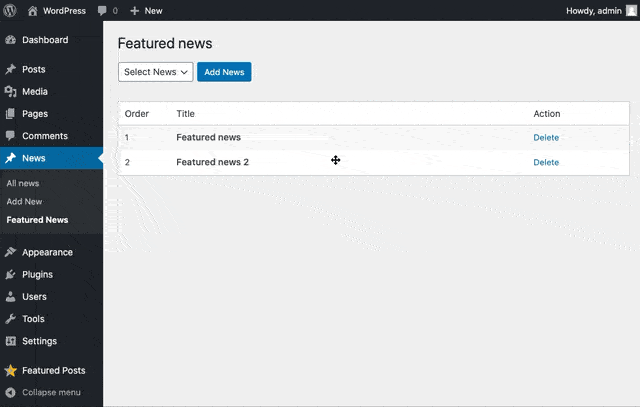 Drag and Drop for order posts. It easy!