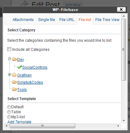 The Editor Plugin to create shortcodes for files, categories and lists