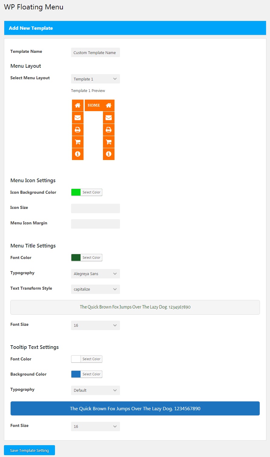Screenshot-9: Screenshot for custom template options while generating custom template.