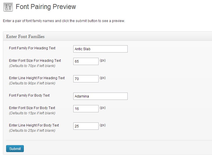 Screen shot showing the settings of this plugin.