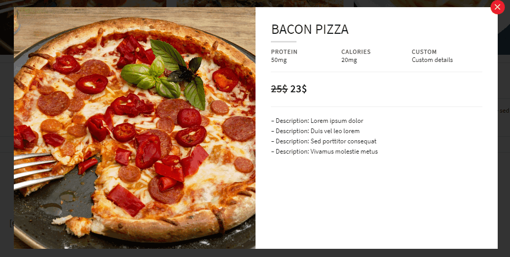 Modal popup