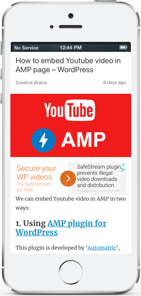 Embed Youtube video in AMP