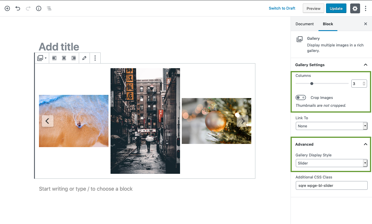 Display no-crop image slider using native image Gallery block