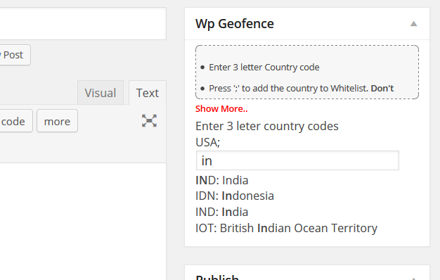 Add countries to white-list using metabox