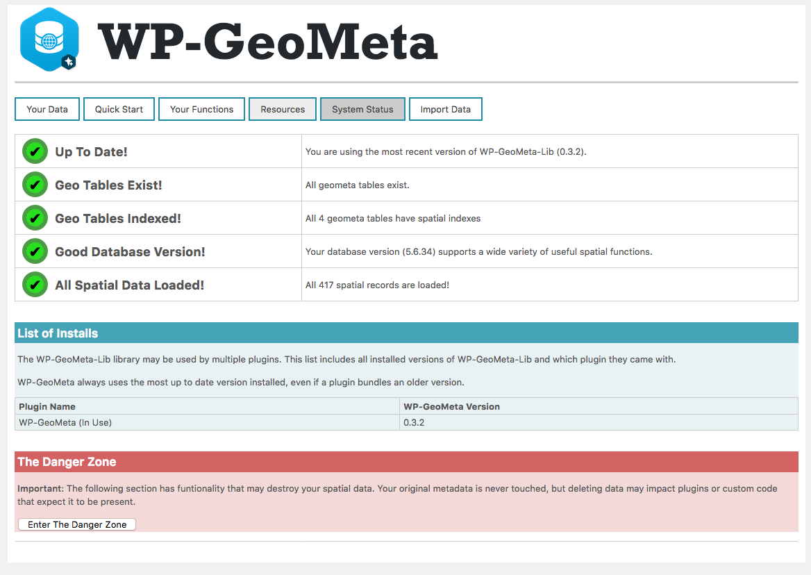 WP GeoMeta system status page