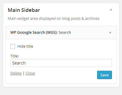 Place WP Google Search widget on sidebar